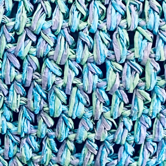 🌟HP🌟NWOT Boho Aqua & Wood Bead Toyo Straw Crossbody Bag by Cappelli Straworld - Picture 13 of 13